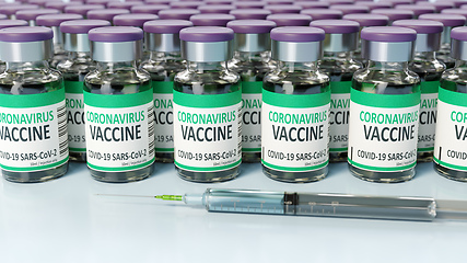 Image showing Corona virus doses stock reserve with syringe