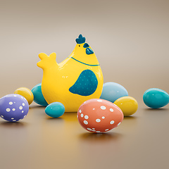 Image showing chicken with eggs easter decoration