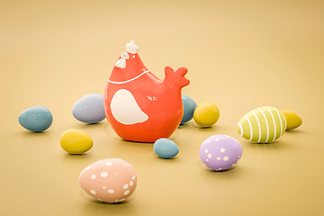 Image showing chicken with eggs easter decoration