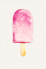 Image showing watercolor raspberry popsicle