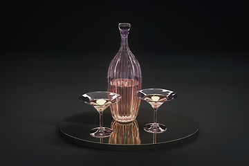 Image showing old glass carafe with glasses