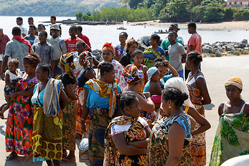 Image showing Malagasy woman waiting for transport ship, Nosy Be, Madagascar