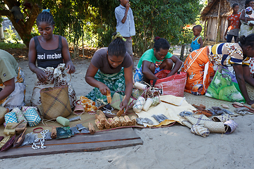 Image showing Malagasy woman from village selling souvenir, Madagascar