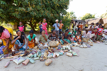 Image showing Malagasy woman from village selling souvenir, Madagascar