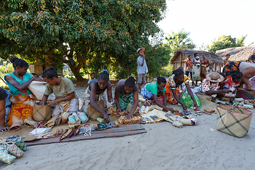 Image showing Malagasy woman from village selling souvenir, Madagascar