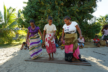Image showing Malagasy woman from village traditional singing and dancing