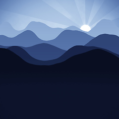 Image showing flat layers landscape background with the sun