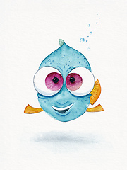 Image showing blue fish with big eyes