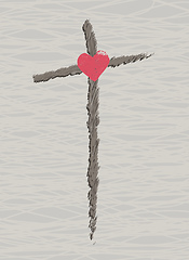 Image showing cross with a heart easter symbol