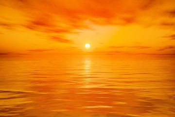 Image showing golden sunset over the ocean