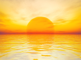 Image showing golden sunset over the ocean