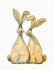 Image showing two sweet easter rabbits