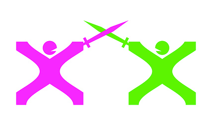 Image showing two abstract sword fighting men