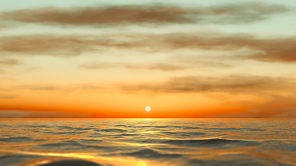 Image showing golden sunset over the ocean