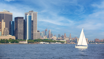 Image showing white sailing boat at Manhattan New York