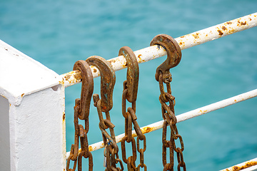 Image showing rusty hook at a ship