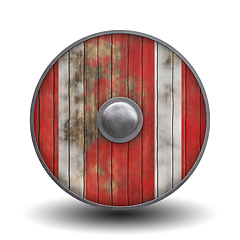 Image showing vintage wooden knight shield