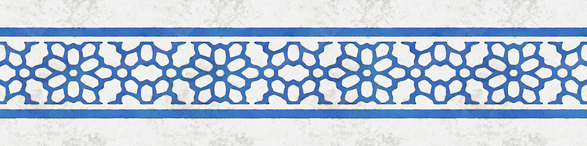 Image showing blue greek decoration border white wall