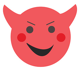 Image showing Simple red devil emoji vector illustration on white background