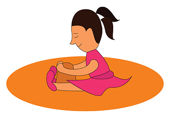 Image showing Clipart of a cute little kid building a castle as she sits along