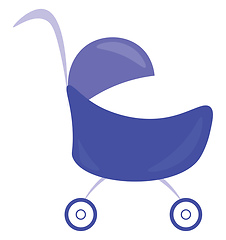 Image showing A blue baby carriage vector or color illustration