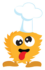 Image showing Yellow furry monester with chef hat vector illustration on white