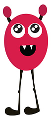 Image showing Happy pink monster with long black legs vector illustration on w