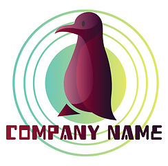 Image showing Deep purple bird vector logo design on white background