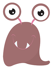 Image showing Clipart of a pink-colored smiling monster with two eyes vector o