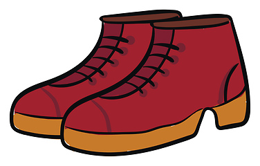 Image showing Clipart of a pair of red-colored cut shoes vector or color illus