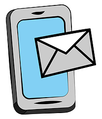 Image showing Cellphone with email notification vector or color illustration