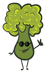 Image showing Happy green broccoli with sunglasses vector illustration on whit