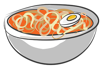 Image showing Yummy pasta soup filled in a bowl vector or color illustration