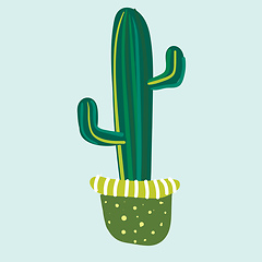 Image showing Tall saguaro cactus plant in a green flower pot vector color dra