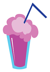Image showing Juice in a disposable plastic pink party cup with a blue straw v
