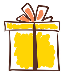 Image showing Sketch of a yellow-colored gift box vector or color illustration