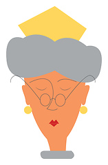 Image showing Clipart of a queen wearing a round eye glass and a golden crown 