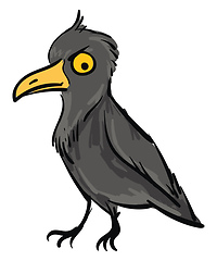 Image showing Angry crow looking down illustration color vector on white backg