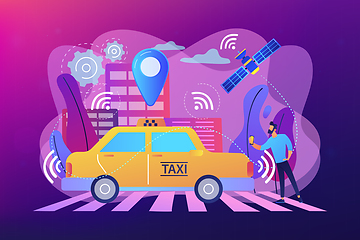 Image showing Autonomous taxi concept vector illustration.