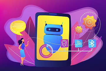 Image showing Chatbot virtual assistant via messaging concept vector illustration.