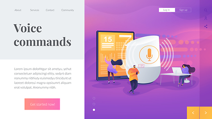 Image showing Smart speaker office controller landing page template.