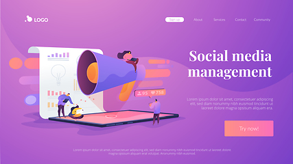 Image showing Social media management landing page template.