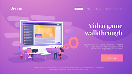 Image showing Video game walkthrough landing page template.