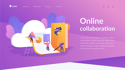 Image showing Cloud collaboration landing page template.