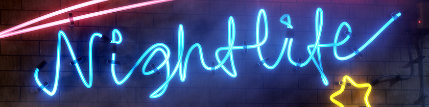 Image showing neon light sign nightlife with star