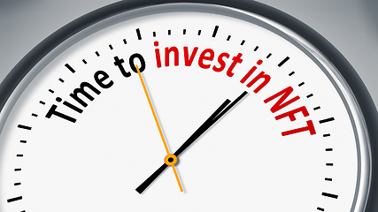 Image showing clock with text time to invest in NFT