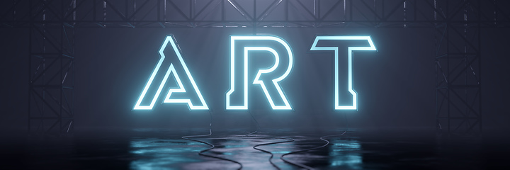 Image showing glowing neon tube sign art