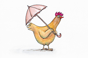 Image showing sweet hen with an umbrella