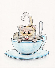 Image showing sweet cat in a cup