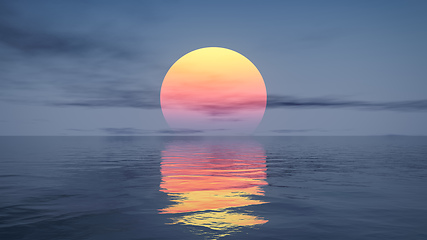 Image showing great sunset over the ocean